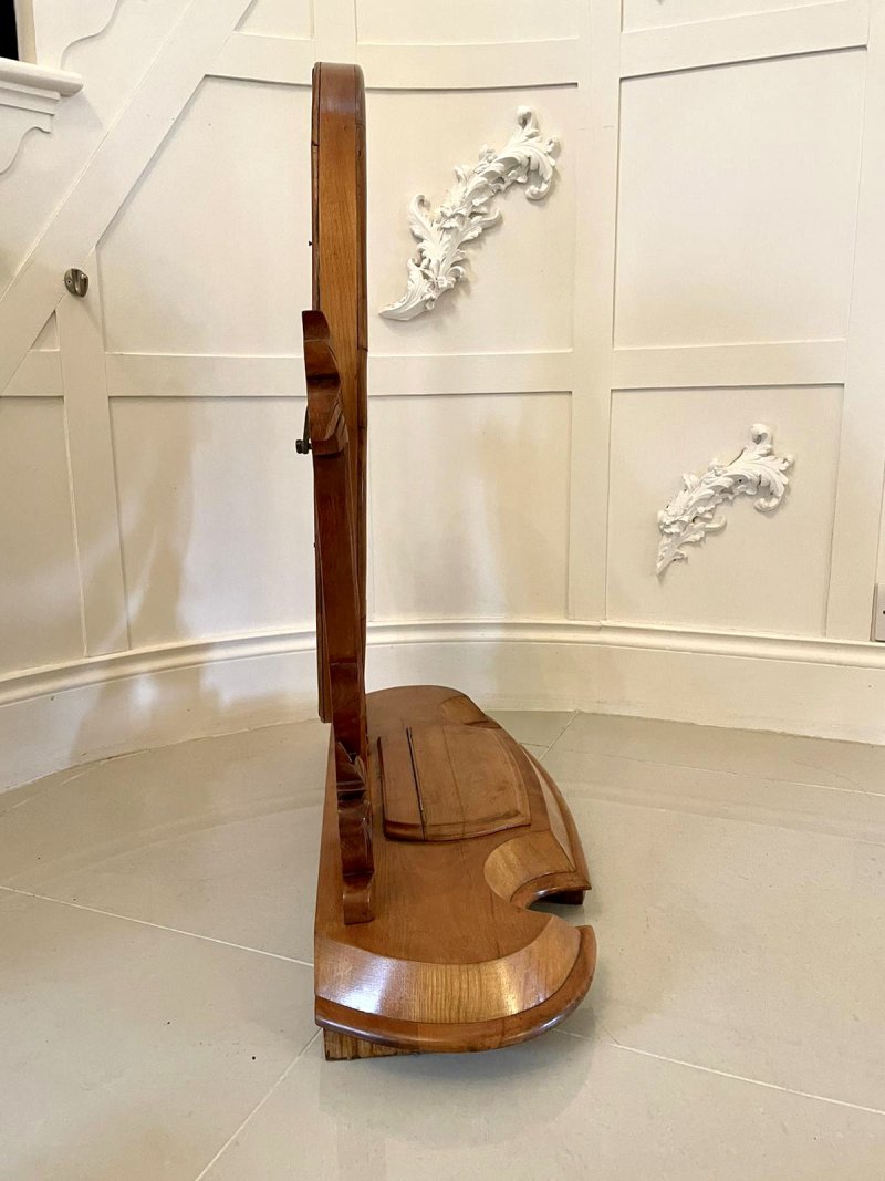 Antique Quality Victorian Satin Birch Carved Swing Mirror - Image 11